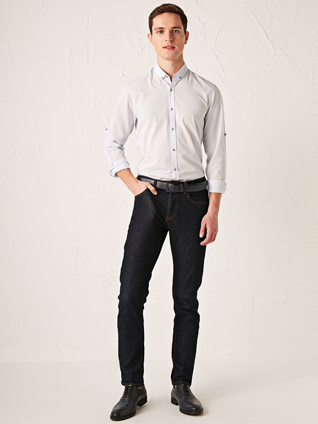 LCW Vision Slim Fit Uzun Kollu Armürlü Gömlek -S12950Z8-QTX