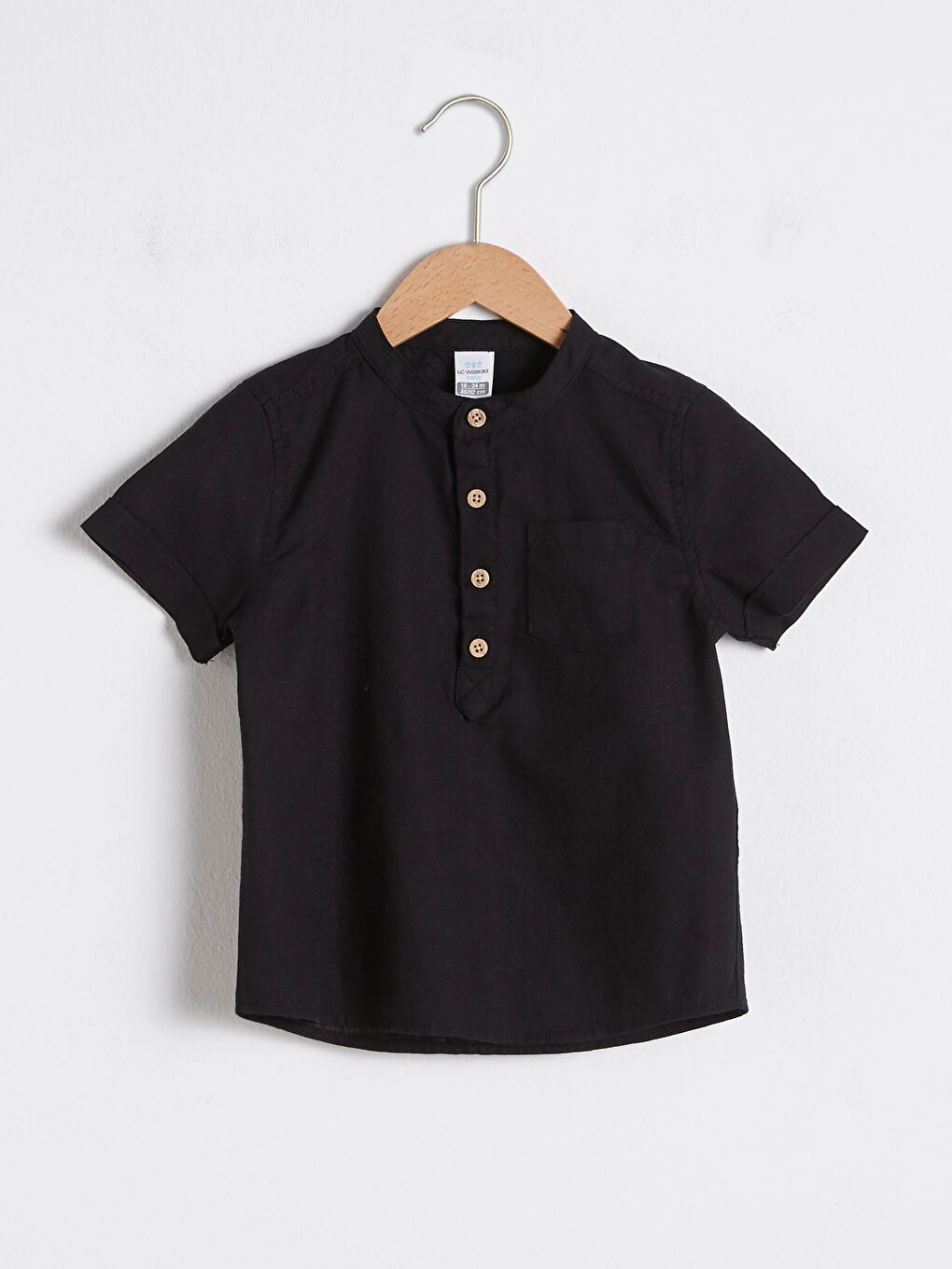 Grandad Collar Short Sleeve Basic Poplin Baby Boy Shirt