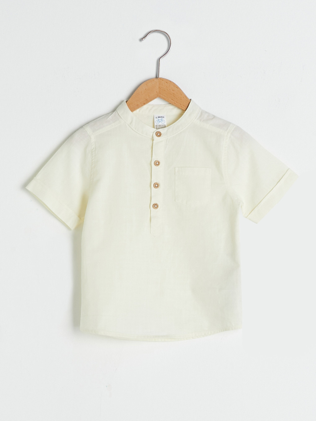 Grandad Collar Short Sleeve Basic Poplin Baby Boy Shirt