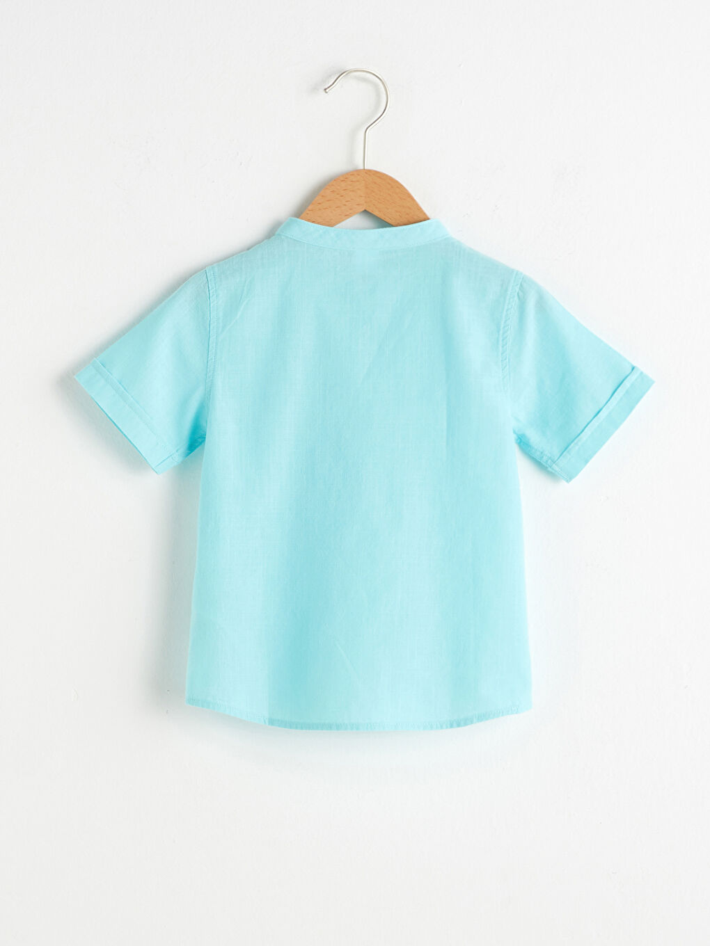 Turkuaz Hakim Yaka Kısa Kollu Basic Poplin  Erkek Bebek Gömlek-1