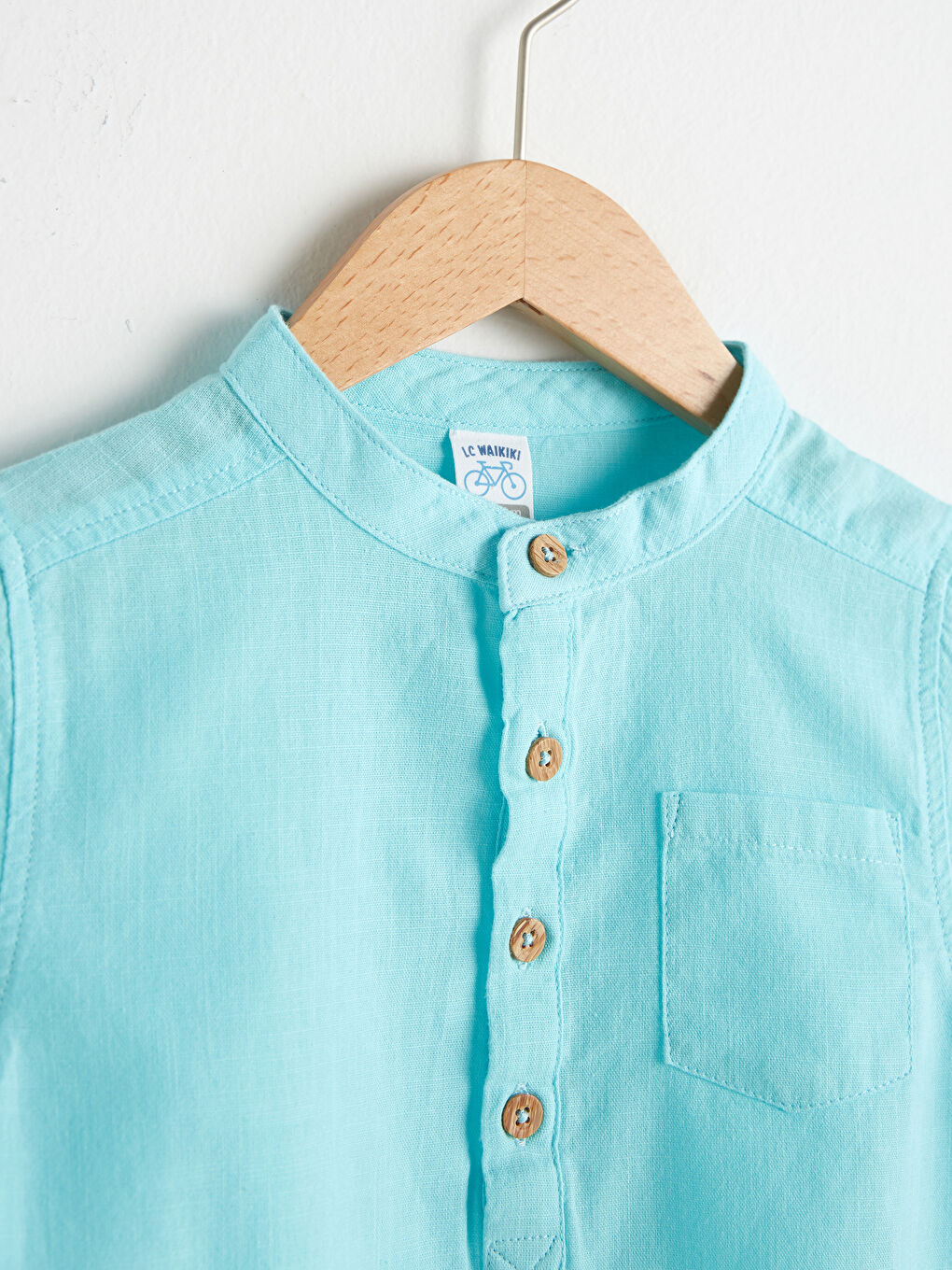 Turkuaz Hakim Yaka Kısa Kollu Basic Poplin  Erkek Bebek Gömlek-2
