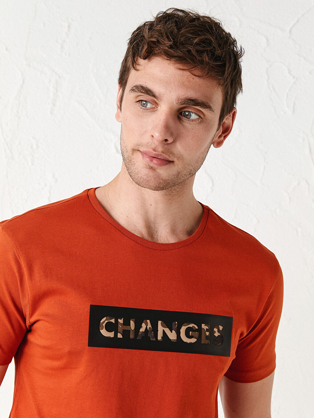 XSIDE Crew Neck Short Sleeve Printed Combed Cotton Men's T-shirt -S13025Z8-HAY