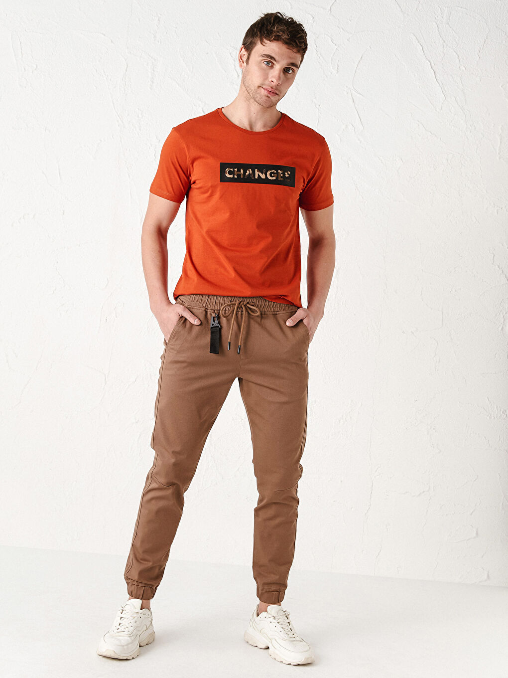 XSIDE Crew Neck Short Sleeve Printed Combed Cotton Men's T-shirt -S13025Z8-HAY