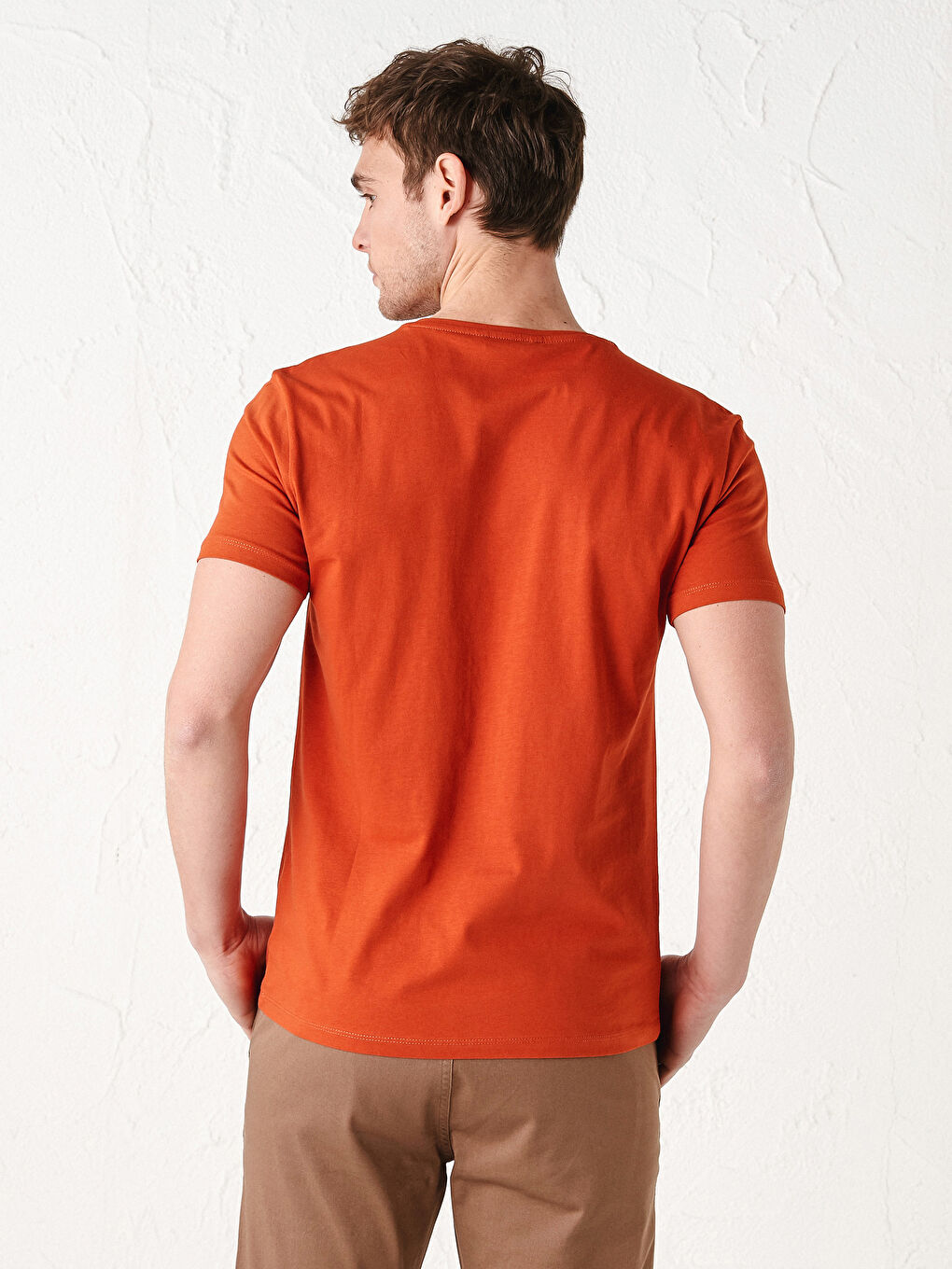 XSIDE Crew Neck Short Sleeve Printed Combed Cotton Men's T-shirt -S13025Z8-HAY