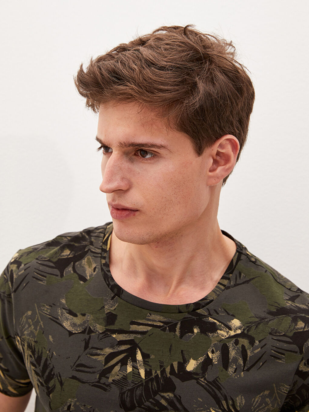 Crew Neck Short Sleeve Patterned Jersey Men's T-Shirt-1