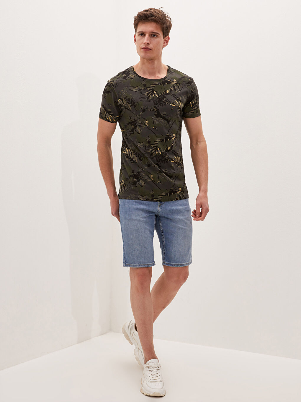 Crew Neck Short Sleeve Patterned Jersey Men's T-Shirt-2