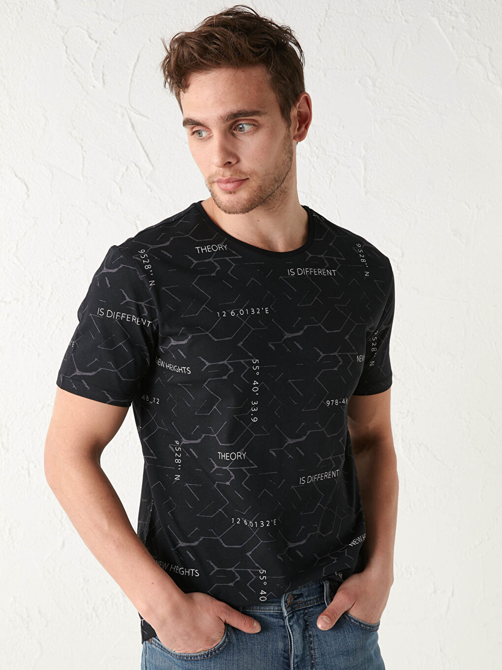 Crew Neck Short Sleeve Printed Combed Cotton Men's T-shirt