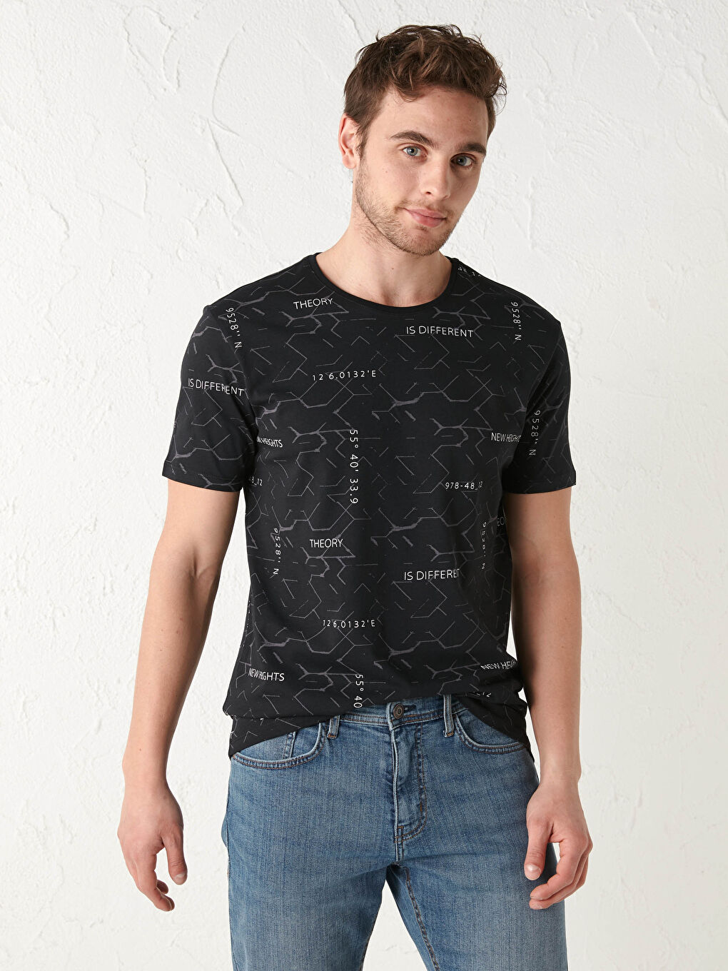 Crew Neck Short Sleeve Printed Combed Cotton Men's T-shirt-1