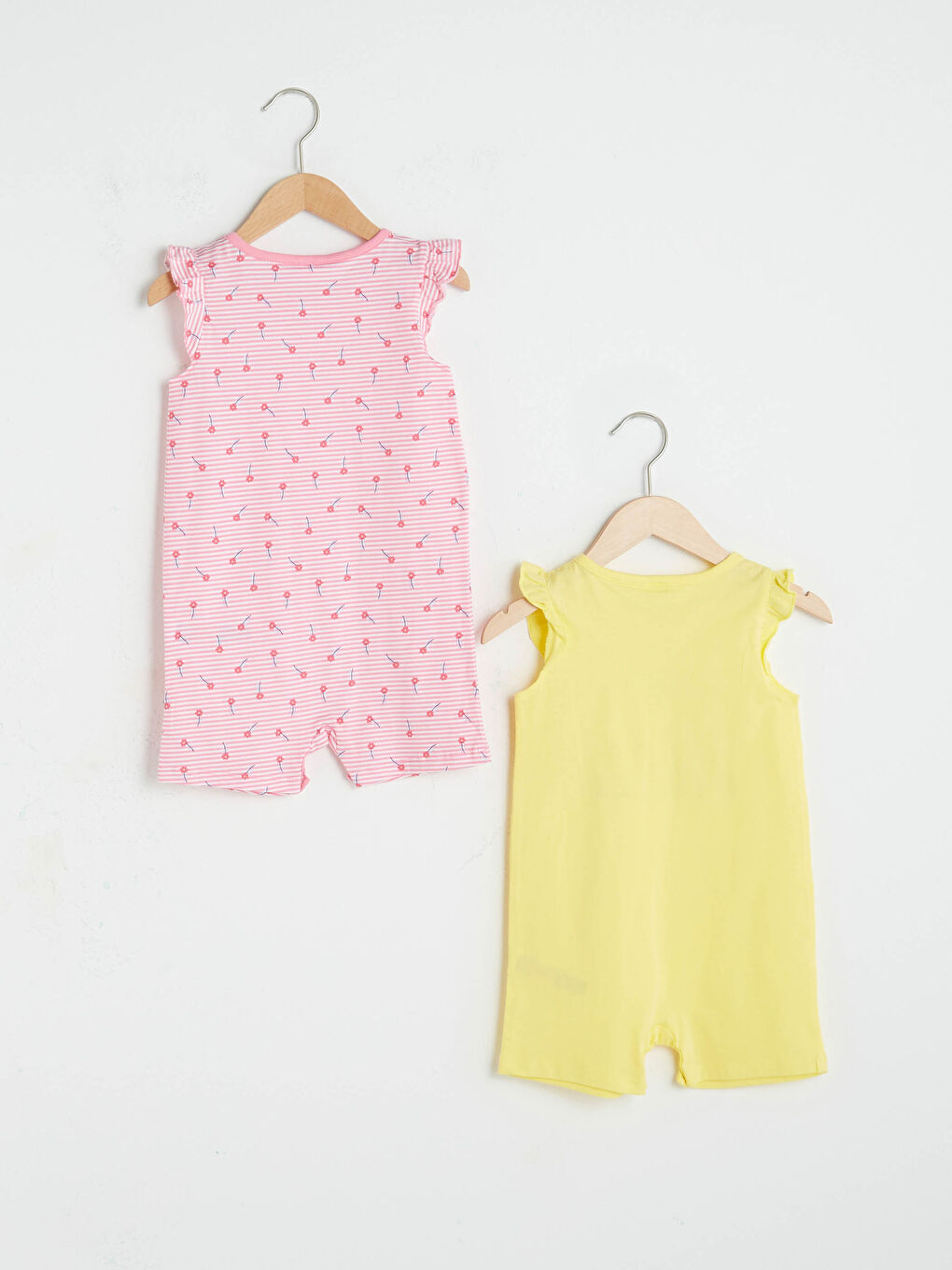 Combinaison Bébé Fille Imprimée Col Rond Manches Courtes Lot de 2-1