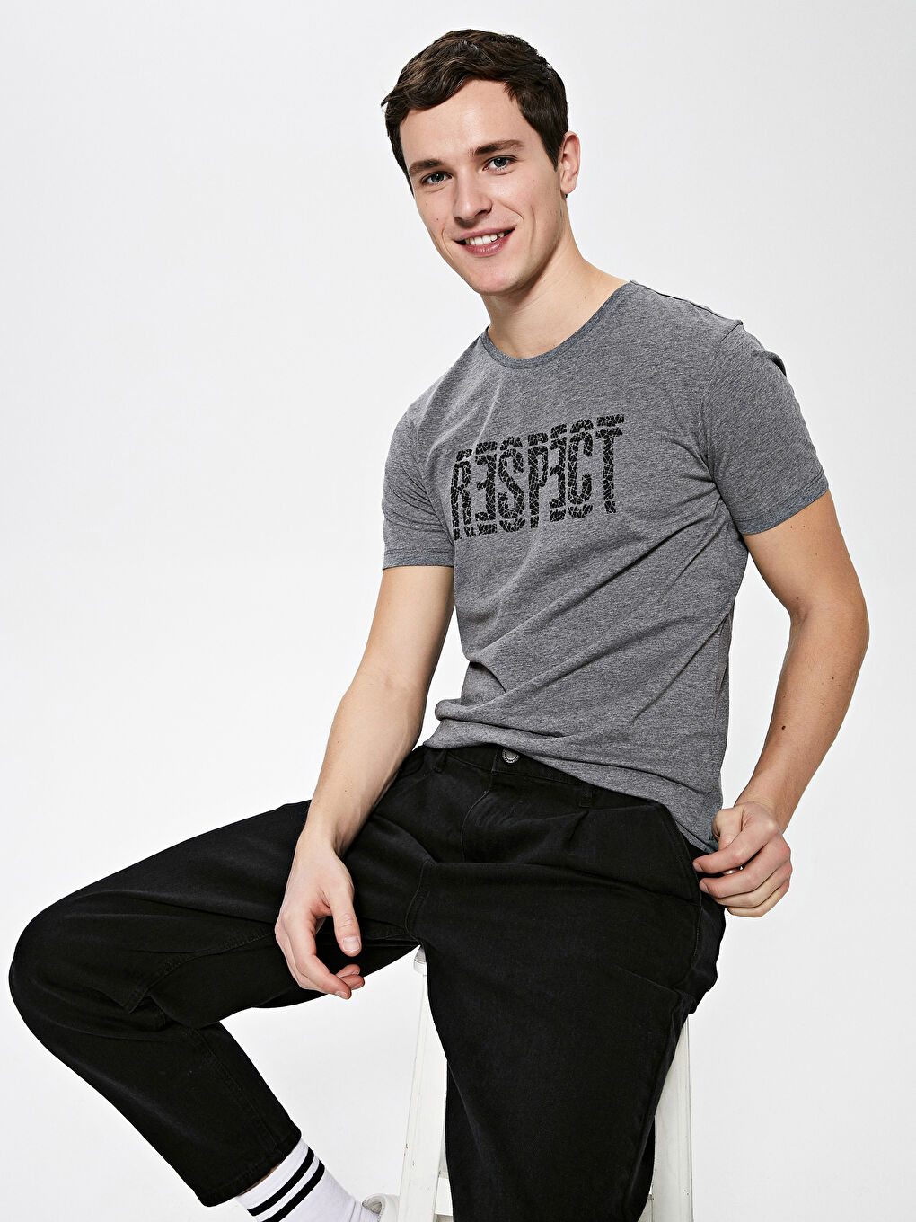 Футболка Мужская с Круглым Вырезом, Коротким Рукавом, С Принтом, Из Гребенного Хлопка-1