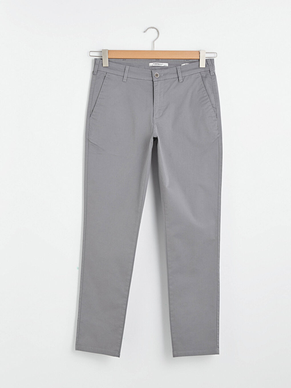 Gri Dar Kalıp Gabardin Erkek Chino Pantolon-7