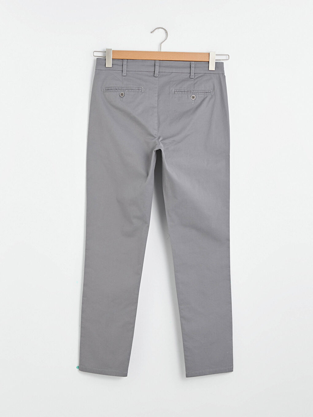 Gri Dar Kalıp Gabardin Erkek Chino Pantolon-8