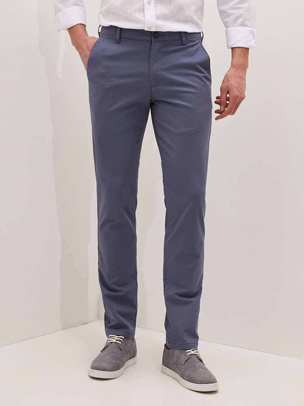 Slim Fit Gabardine Chino Trousers-2