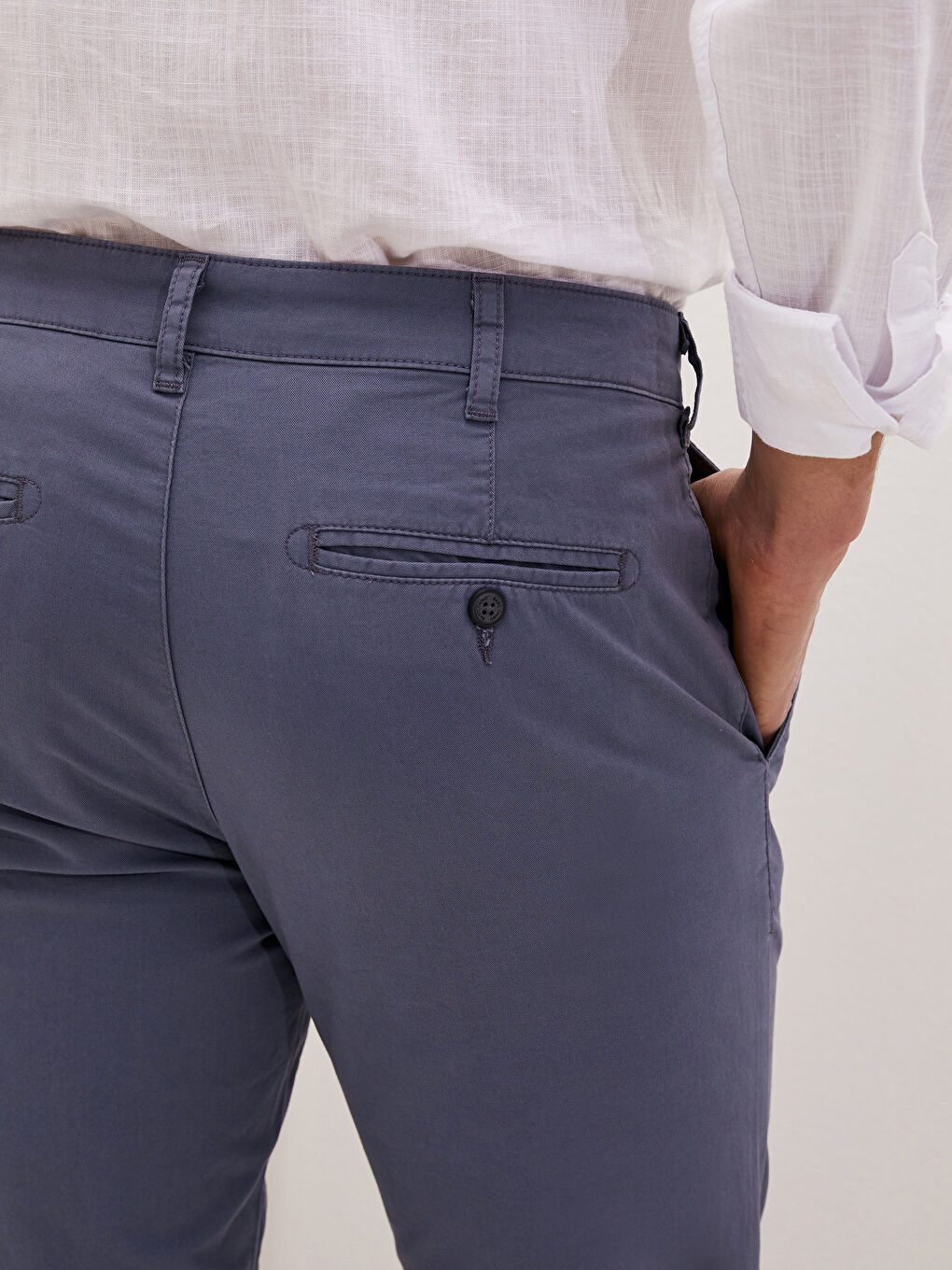 Slim Fit Gabardine Chino Trousers-4