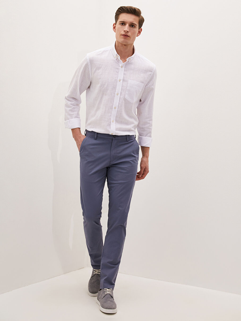 Slim Fit Gabardine Chino Trousers