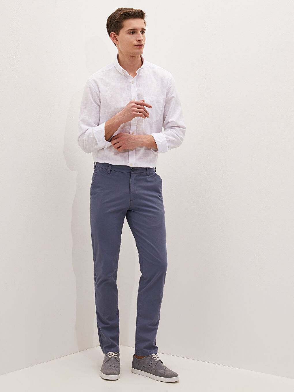 Slim Fit Gabardine Chino Trousers-1