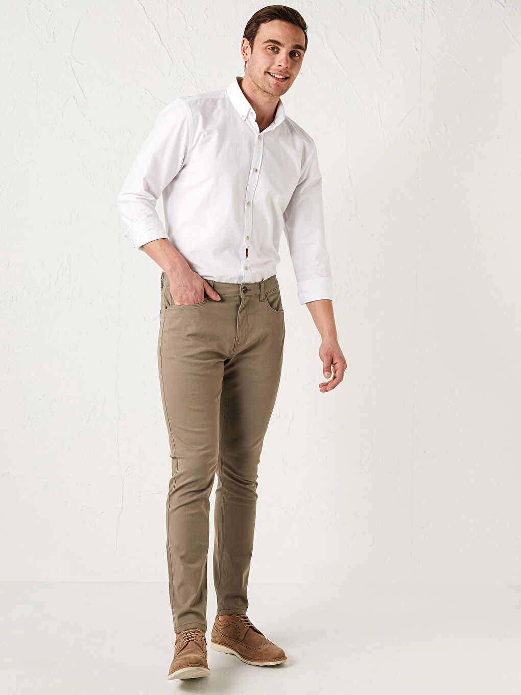 Pantalon Chino Sergé Extra Moulant Pour Hommes
