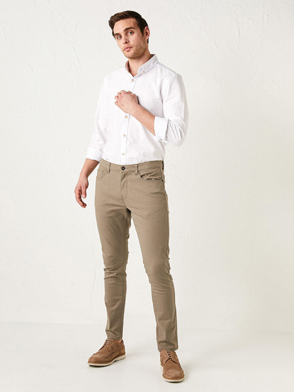 Pantalon Chino Sergé Extra Moulant Pour Hommes-1