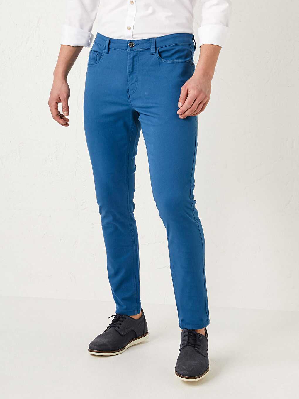 Pantaloni Chino Extra Slim Fit Țesătură în Diagonală pentru Bărbați-2