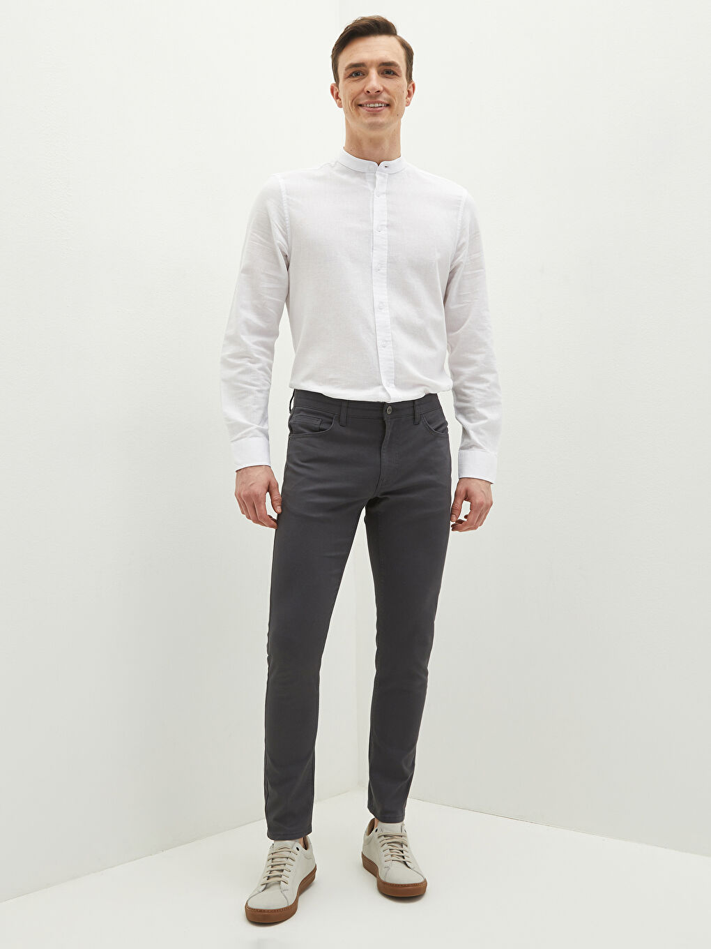 Antrasit Ekstra Dar Kalıp Gabardin Erkek Chino Pantolon