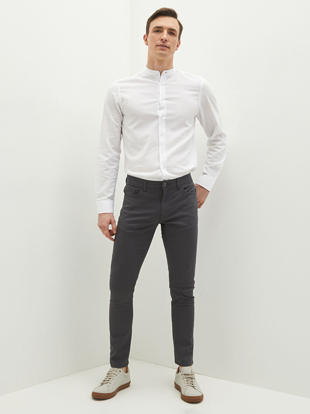 Antrasit Ekstra Dar Kalıp Gabardin Erkek Chino Pantolon-1