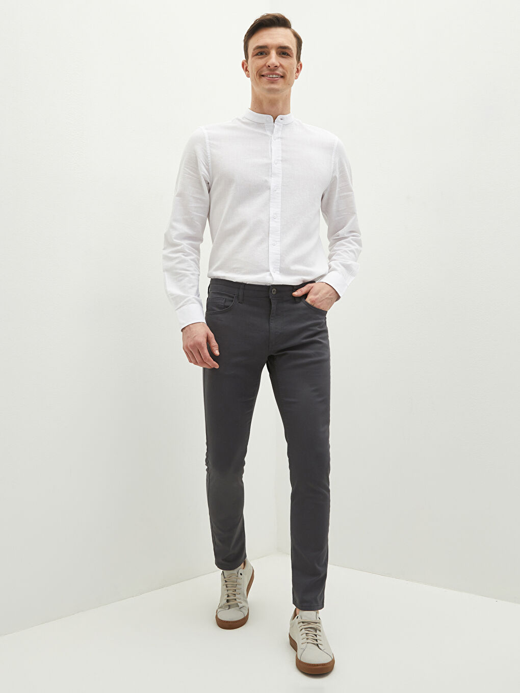 Antrasit Ekstra Dar Kalıp Gabardin Erkek Chino Pantolon-2