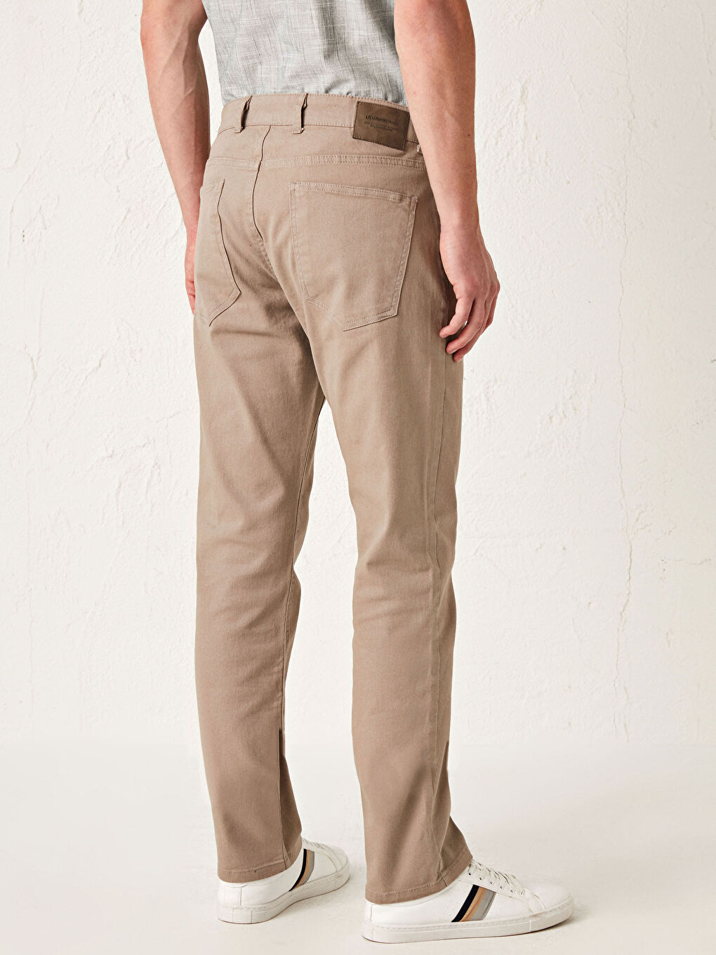 Bej Dar Kalıp Gabardin Chino Pantolon-4