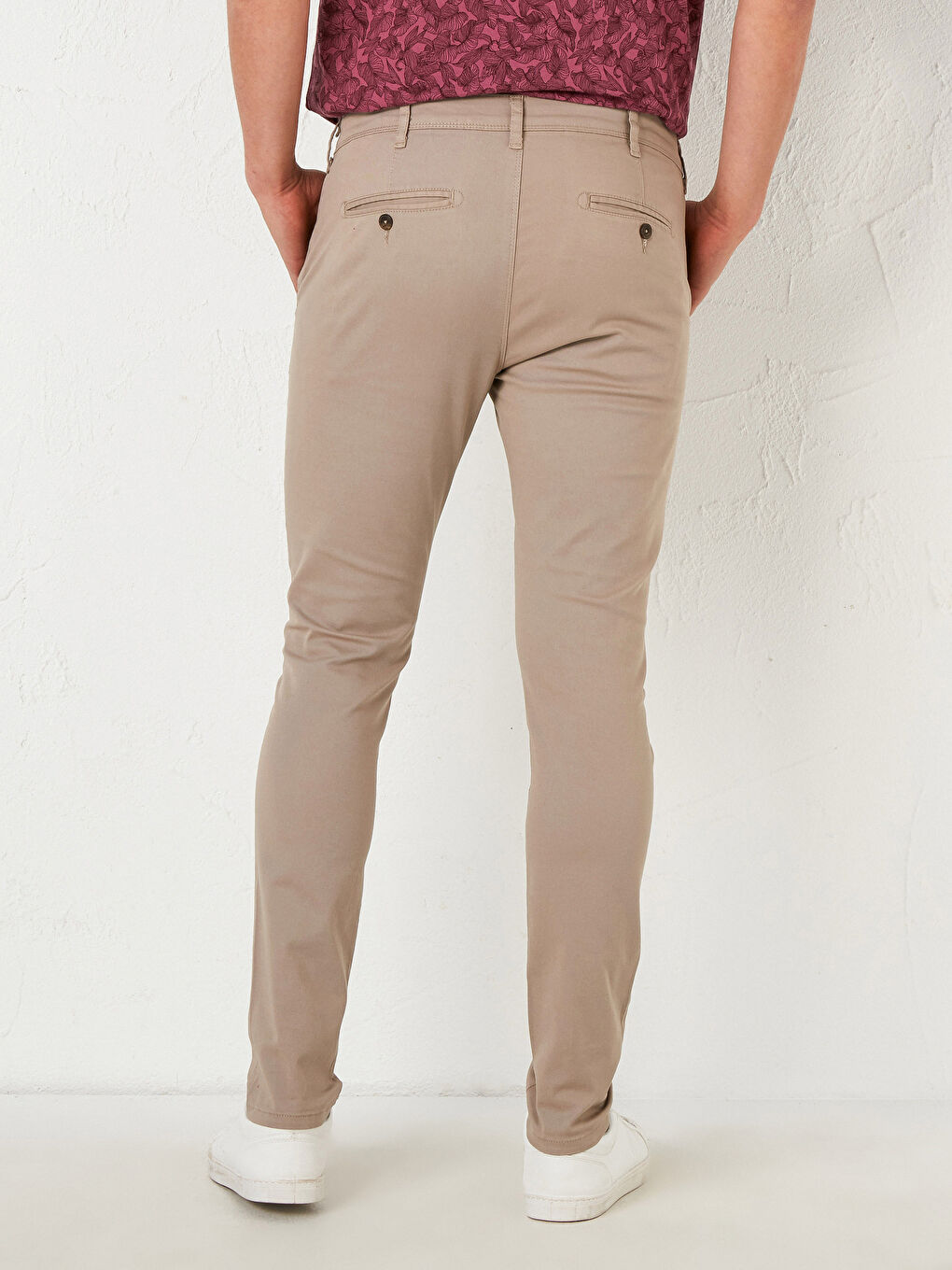 Bej Ekstra Dar Kalıp Gabardin Chino Pantolon-2