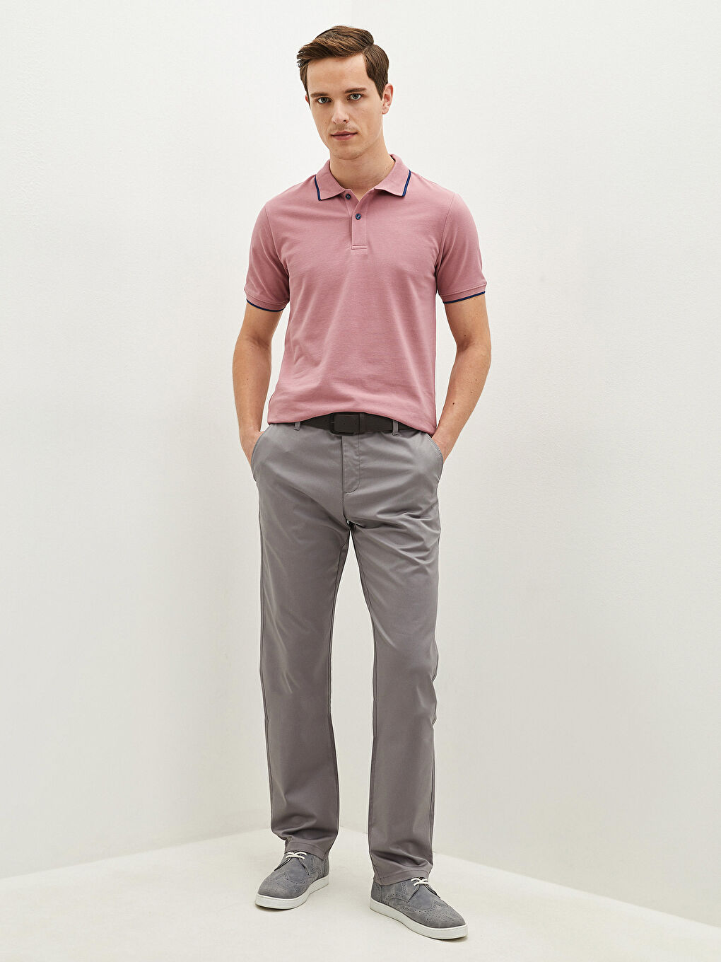 Gri Standart Kalıp Gabardin Erkek Pantolon