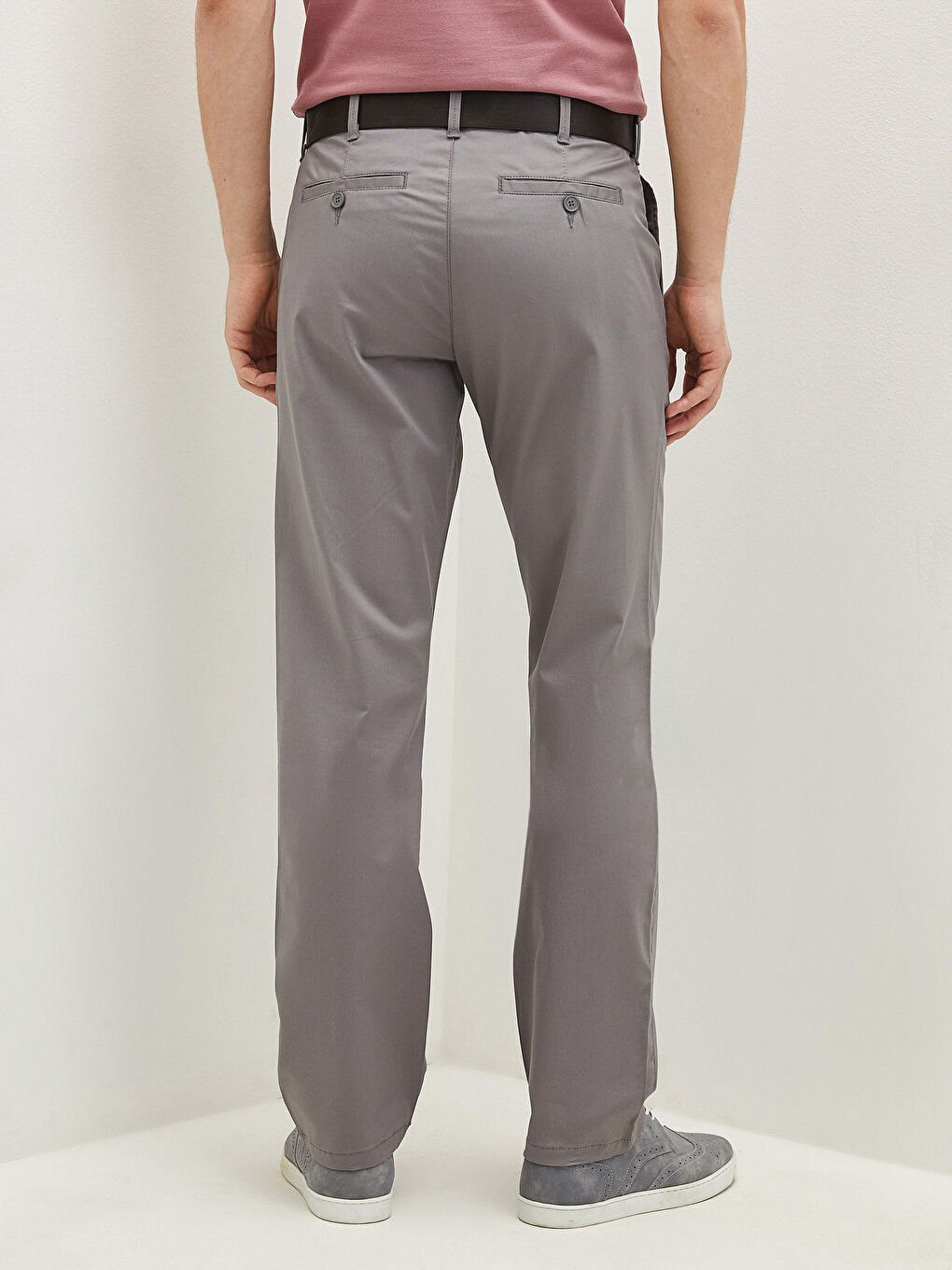 Gri Standart Kalıp Gabardin Erkek Pantolon-3