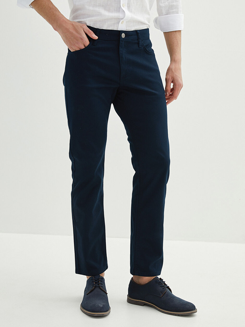 Брюки стандартного кроя из ткани Добби для мужчин-1