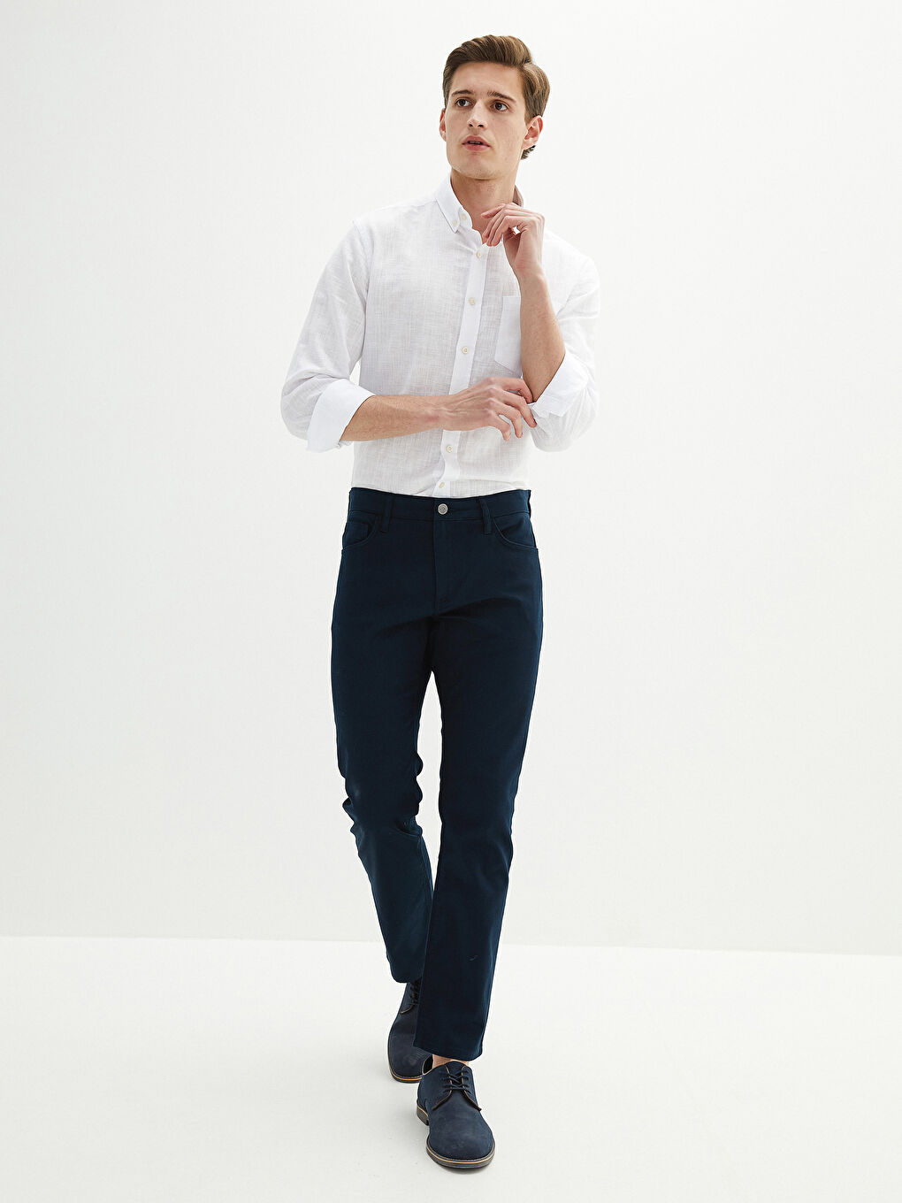 Брюки стандартного кроя из ткани Добби для мужчин-3