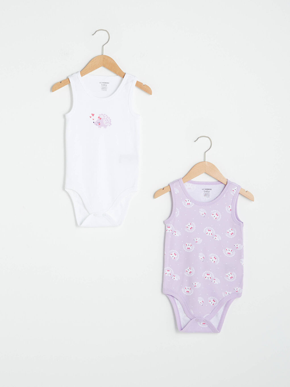 Body Bébé Fille Sans Manches Imprimé Col Rond Avec Fermeture à Pression Lot de 2