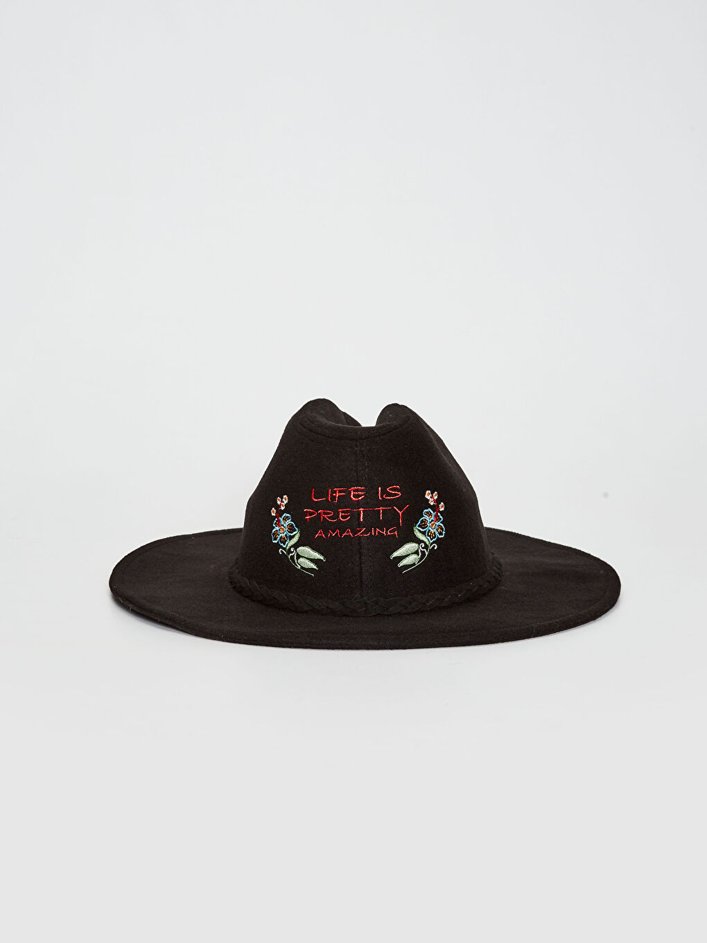 Женская вышитая фетровая шляпа-3