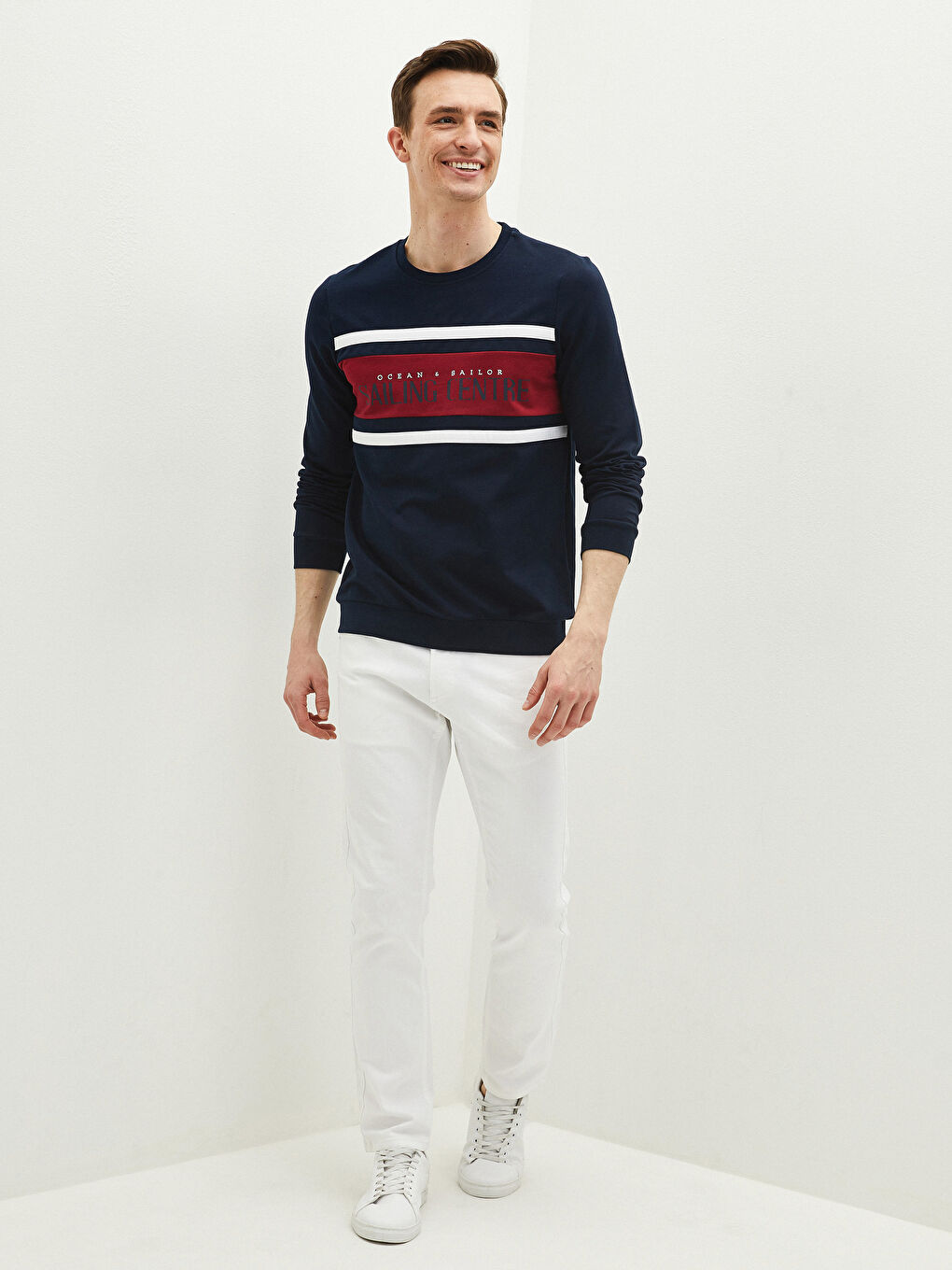 Rundhals Bedrucktes dickes Sweatshirt-2