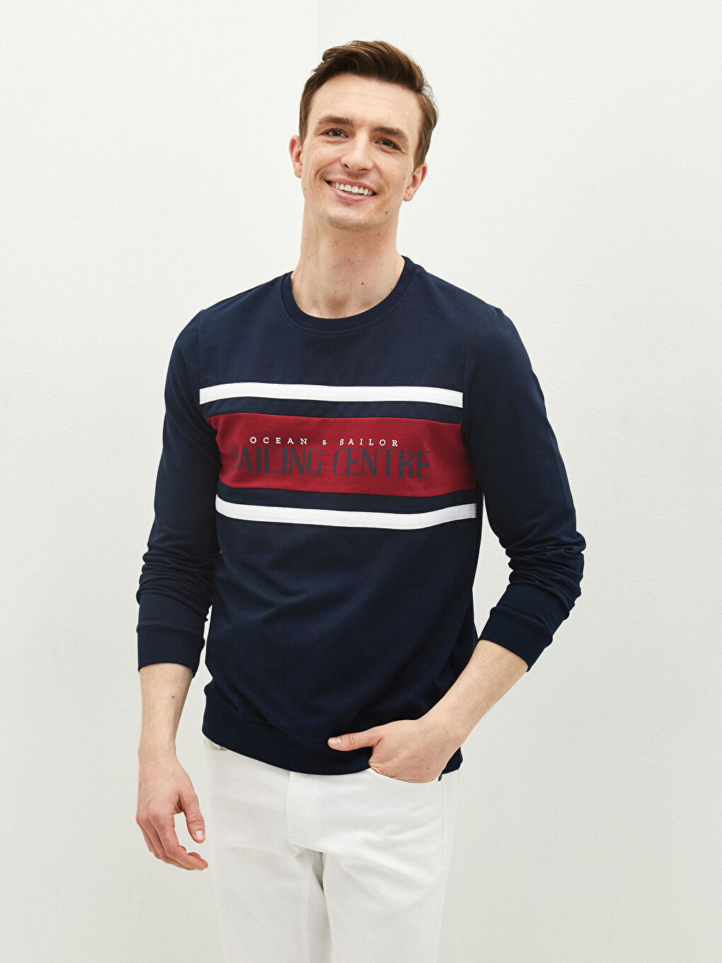 Rundhals Bedrucktes dickes Sweatshirt-4