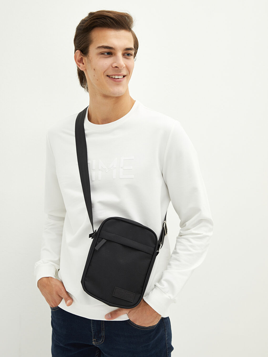 Siyah Erkek El ve Omuz Çantası