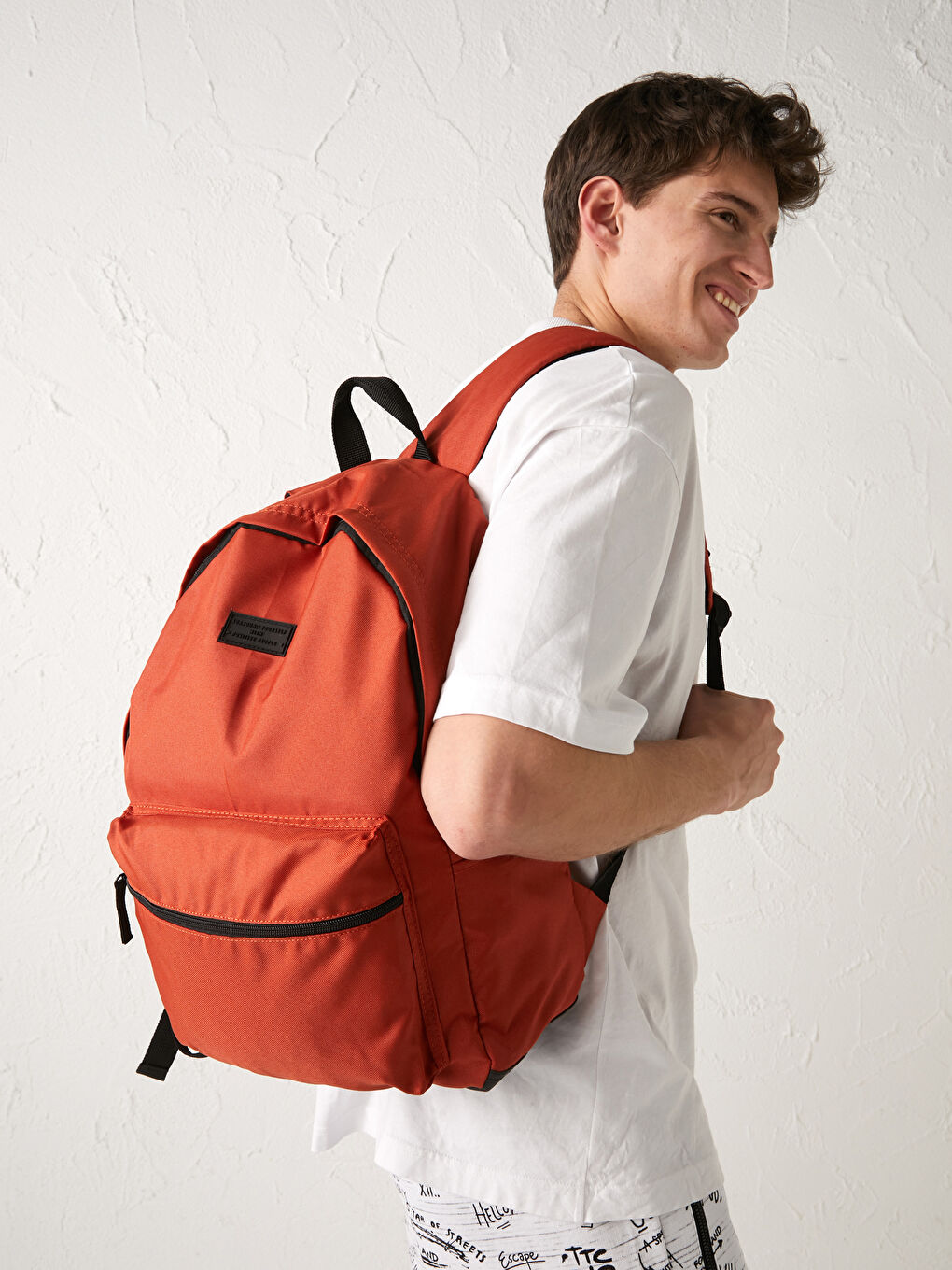 Etiket Baskılı Erkek Sırt Çantası-2