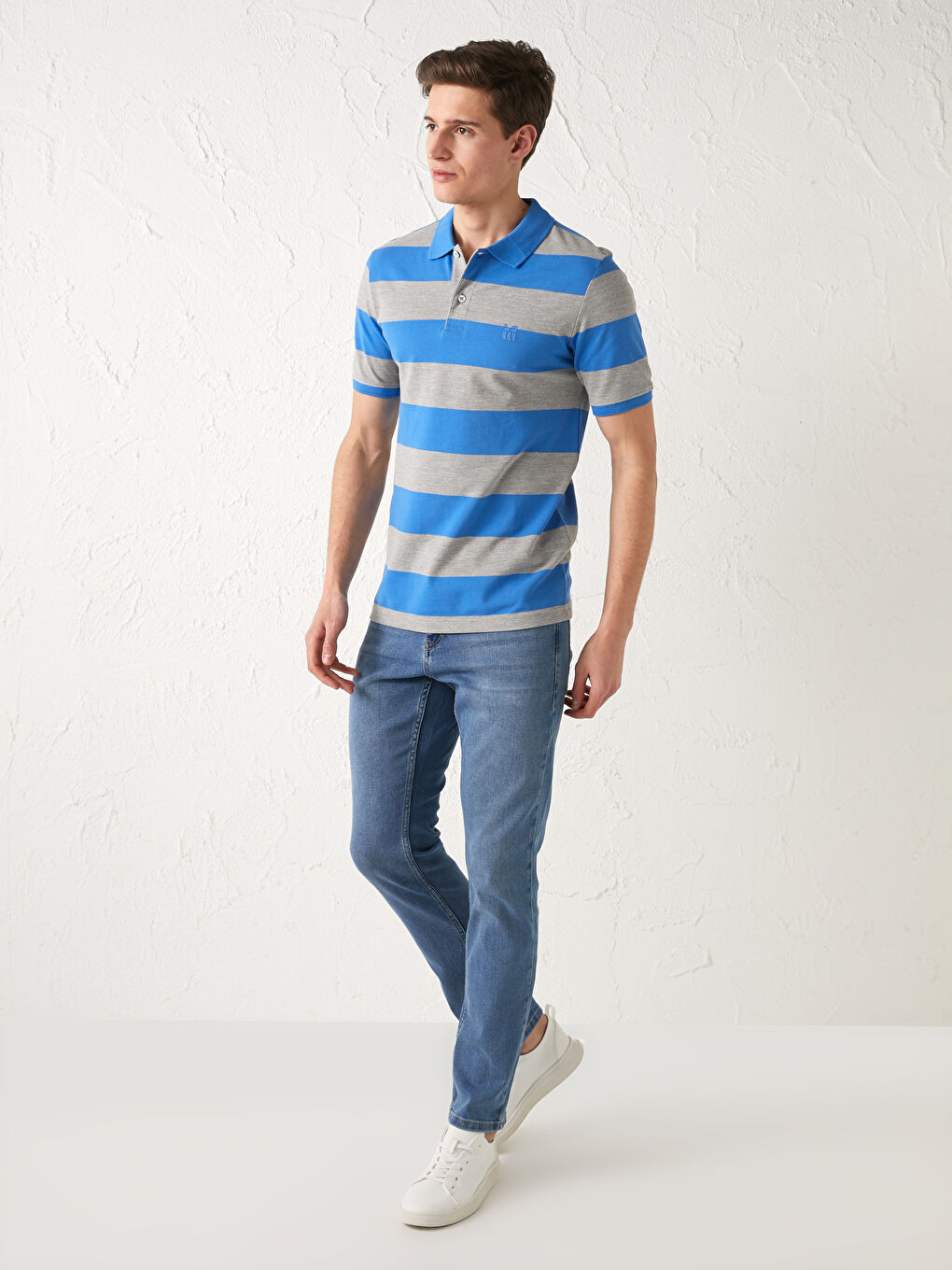 T-shirt à Rayures à Manches Courtes Col Polo pour Hommes-3