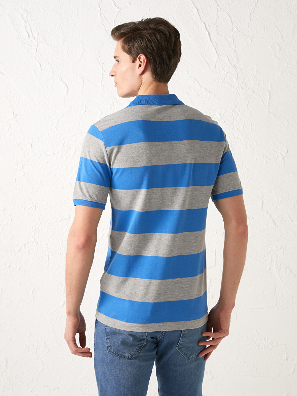 T-shirt à Rayures à Manches Courtes Col Polo pour Hommes-4