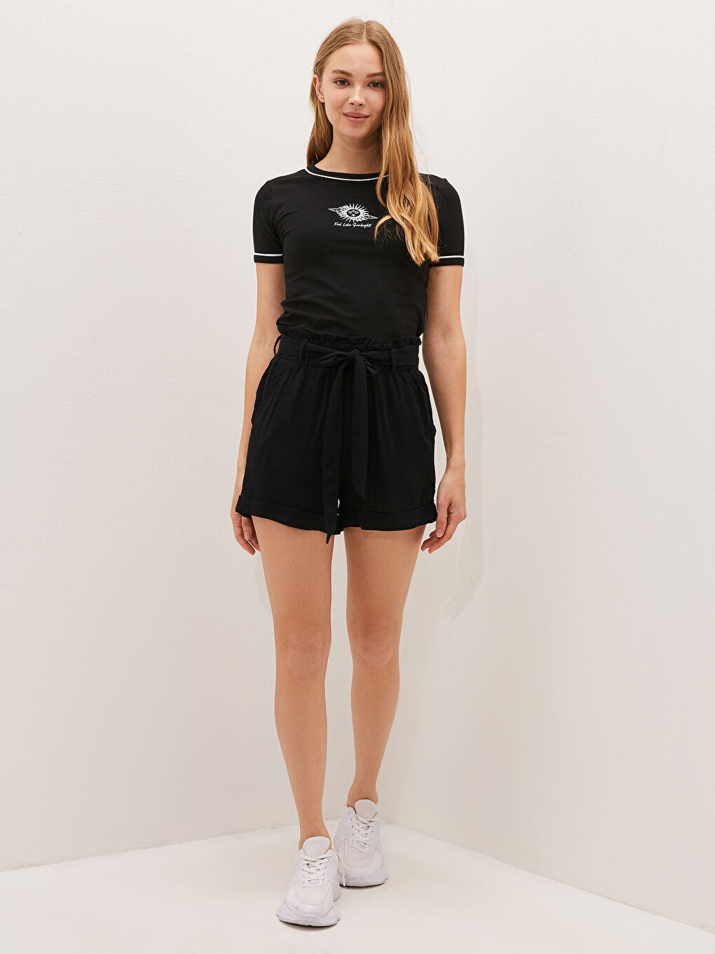 Женские Шорты из Вискозы с Эластичной Талией и Карманами