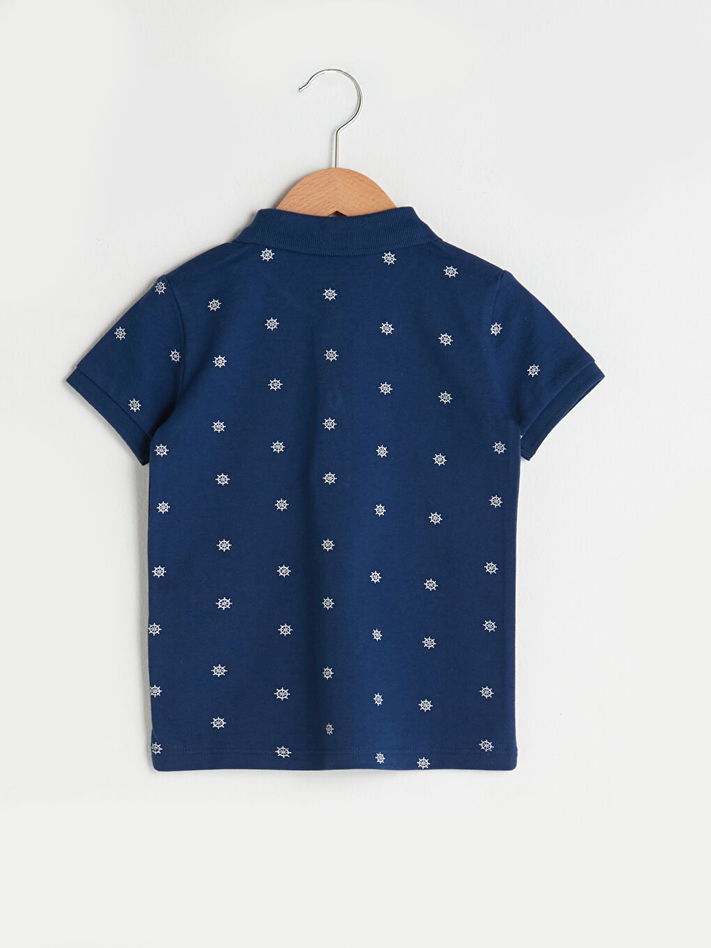 Lacivert Polo Yaka Kısa Kollu Baskılı Erkek Bebek Tişört-1