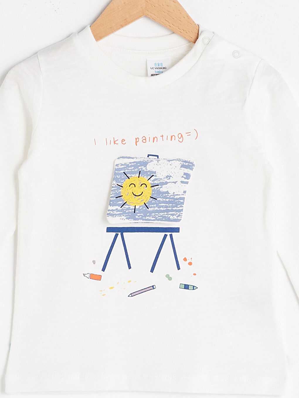 تيشيرت قطن مطبوع بأكمام طويلة برقبة دائرية للأولاد الرضع-3