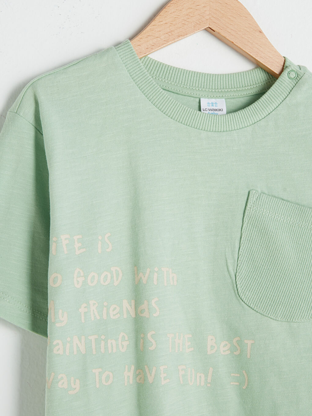 LCW baby Crew Neck Short Sleeve Printed Baby Boys' T-Shirt -S13458Z1-G5G
