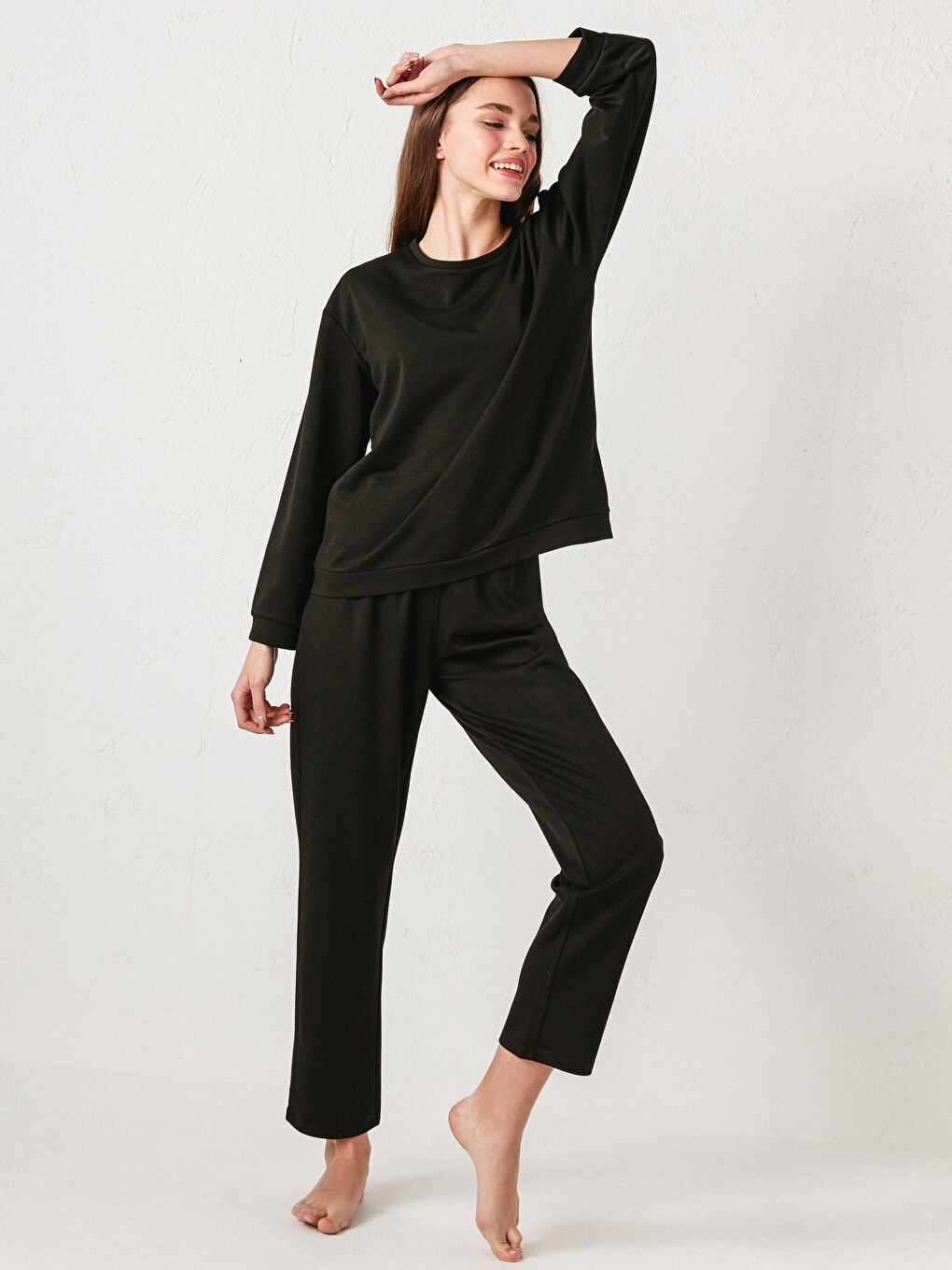 Siyah Beli Lastikli Kadın Pijama Alt