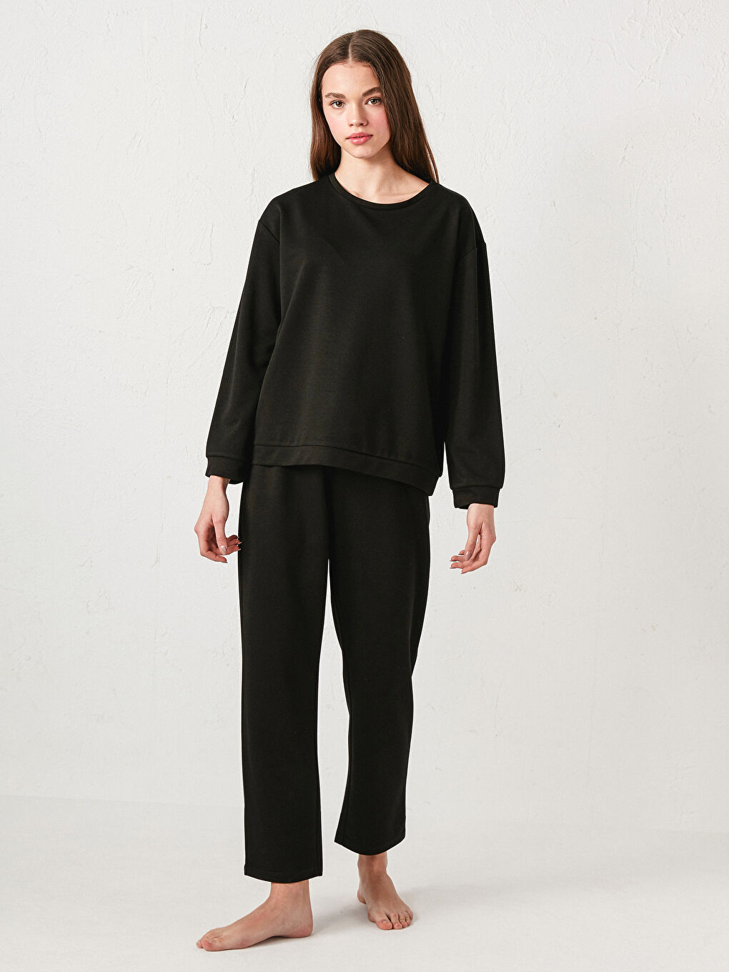 Siyah Beli Lastikli Kadın Pijama Alt-1