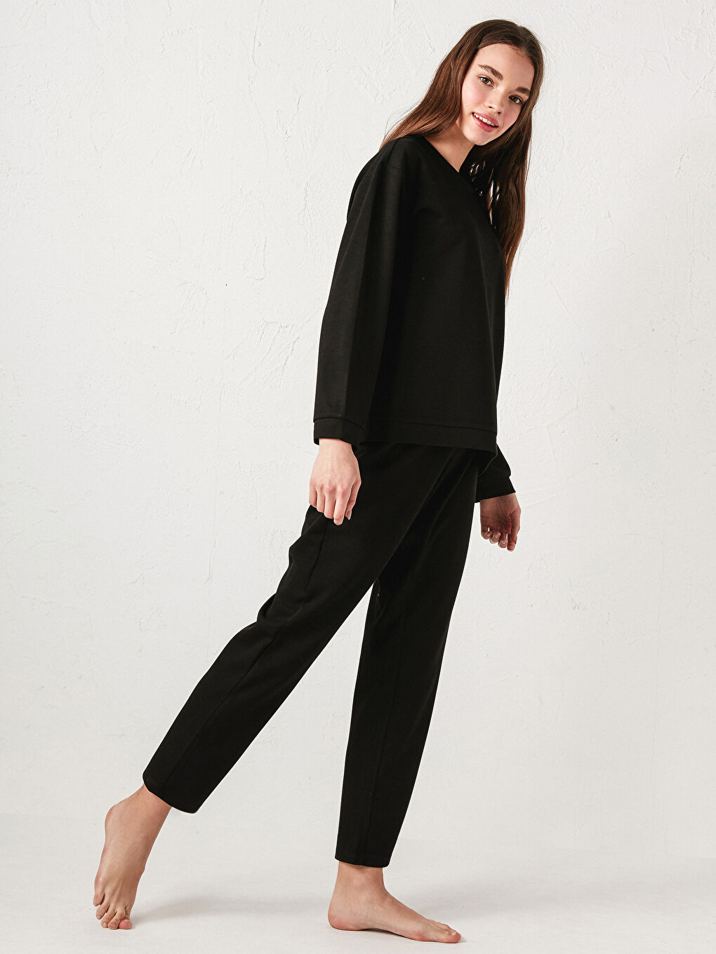 Siyah Beli Lastikli Kadın Pijama Alt-2