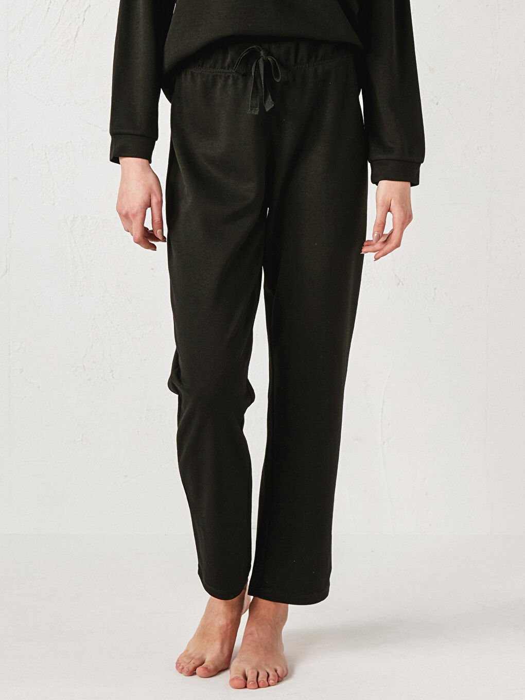 Siyah Beli Lastikli Kadın Pijama Alt-3