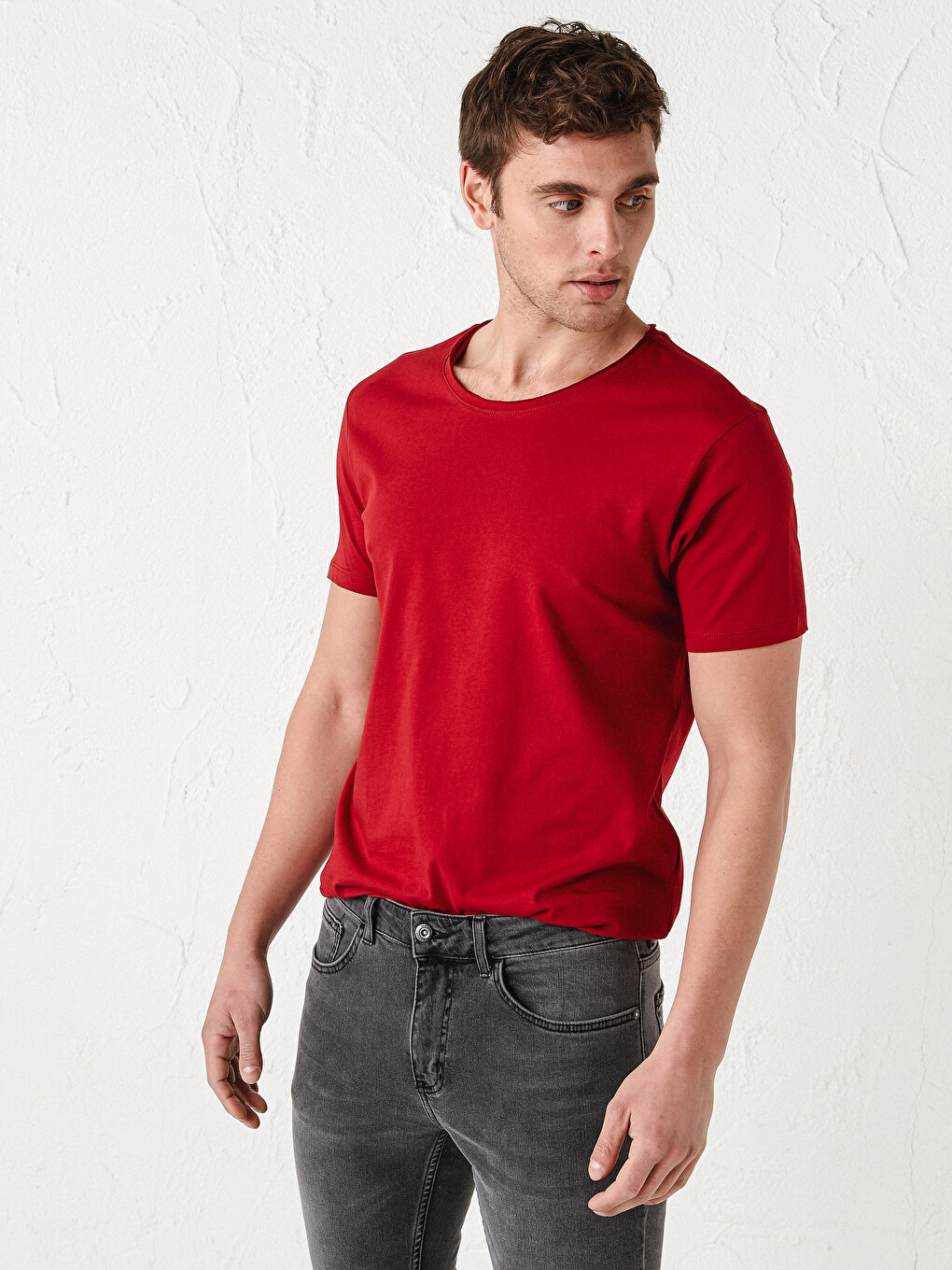 Crew Neck Short Sleeve Basic Combed Cotton Men's T-shirt