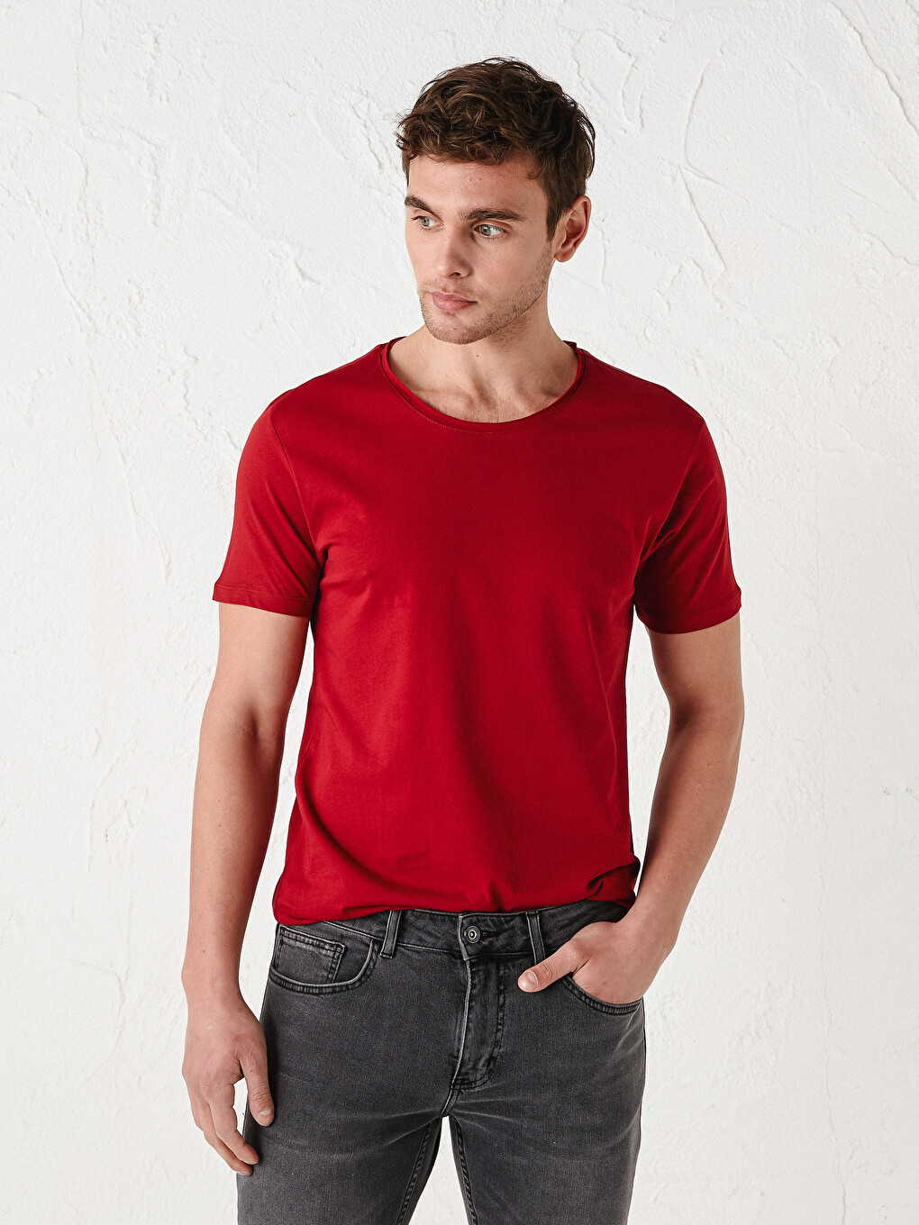 Crew Neck Short Sleeve Basic Combed Cotton Men's T-shirt-1